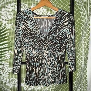 Laura Max Sassy Animal Print Twist Front Top - Size M